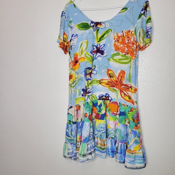 Jams World Dresses Jams World Hattie Dress Blue And Orange Floral Print Womens Size Medium